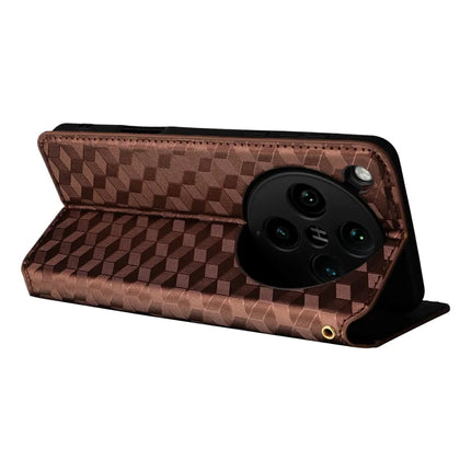 For Oppo Find X8 Pro 5G Wallet Case Rhombus Imprinted Leather Phone Cover