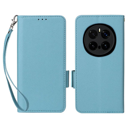 For Honor Magic7 Pro 5G Case Litchi Texture PU Leather Wallet Flip Phone Cover - Baby Blue