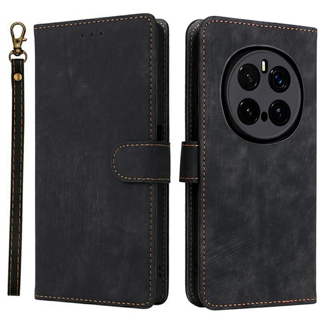 For Honor Magic7 Pro 5G Wallet Case RFID Blocking PU Leather Cover Stand View - Black