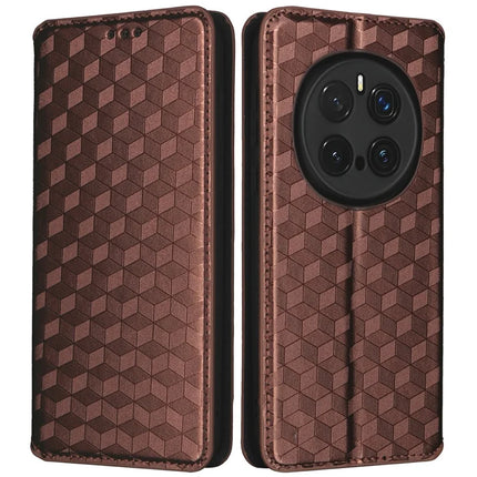 For Honor Magic7 Pro 5G Wallet Case Rhombus Imprinted Leather Phone Cover - Brown