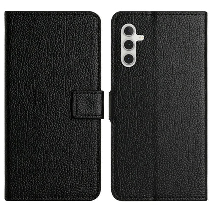 For Samsung Galaxy A26 5G Case PU Leather Wallet Phone Cover Litchi Texture, Black