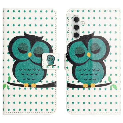 For Samsung Galaxy A26 5G Case Pattern Print PU Leather Wallet Phone Cover - Dots Owl