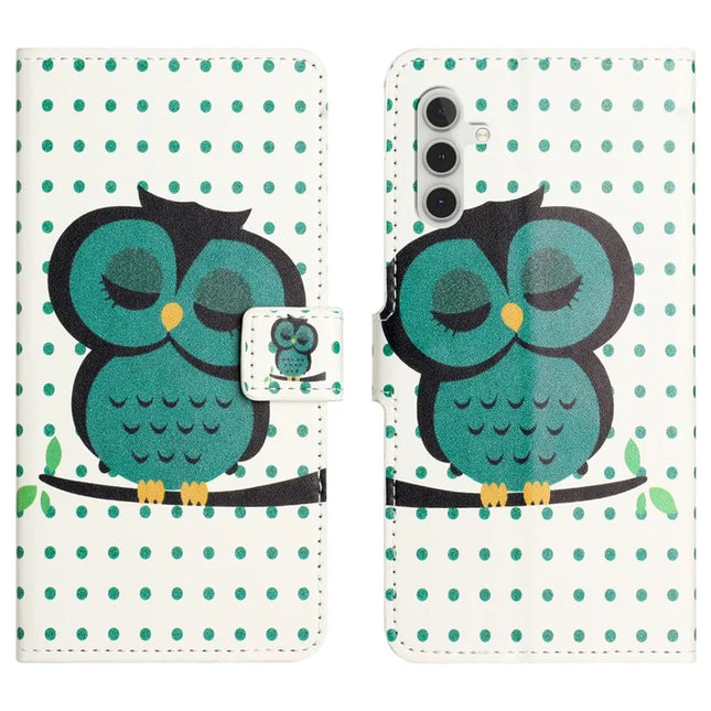 For Samsung Galaxy A26 5G Case Pattern Print PU Leather Wallet Phone Cover - Dots Owl