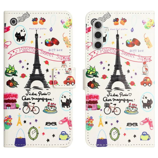 For Samsung Galaxy A26 5G Case Pattern Print PU Leather Wallet Phone Cover - Eiffel Tower