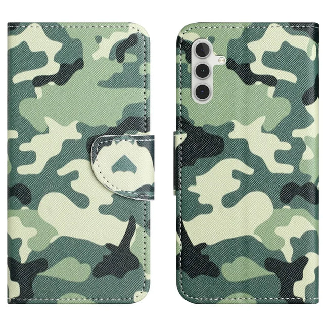 For Samsung Galaxy A26 5G Leather Case Pattern Printing Cross Texture Phone Cover - Camouflage