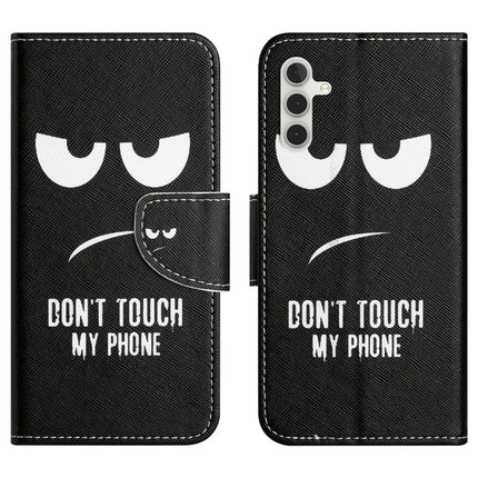 For Samsung Galaxy A26 5G Leather Case Pattern Printing Cross Texture Phone Cover - Don't Touch My Phone