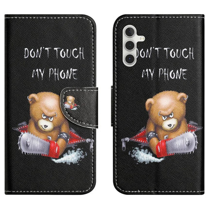 For Samsung Galaxy A26 5G Leather Case Pattern Printing Cross Texture Phone Cover - Bear