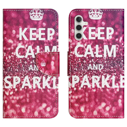 For Samsung Galaxy A26 5G Leather Case Pattern Printing Cross Texture Phone Cover - Keep Calm and Sparkle
