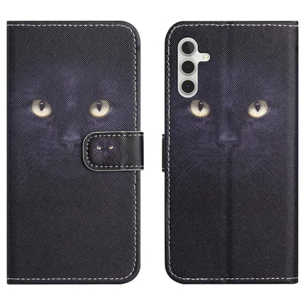 For Samsung Galaxy A26 5G Case Pattern Print PU Leather Wallet Phone Cover Cross Texture - Cat's Eye