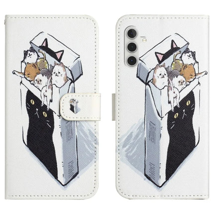 For Samsung Galaxy A26 5G Case Pattern Print PU Leather Wallet Phone Cover Cross Texture - Cats