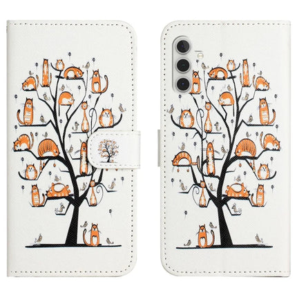 For Samsung Galaxy A26 5G Case Pattern Print PU Leather Wallet Phone Cover Cross Texture - Cat and Tree