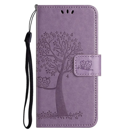 For Samsung Galaxy A26 5G Case PU Leather Owl Tree Imprinted Wallet Phone Cover