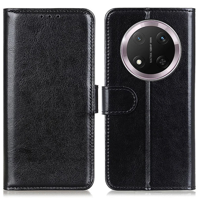 For Honor Magic7 Lite 5G / X9c 5G / X60 Pro 5G Case Crazy Horse Texture PU Leather Phone Stand Cover - Black