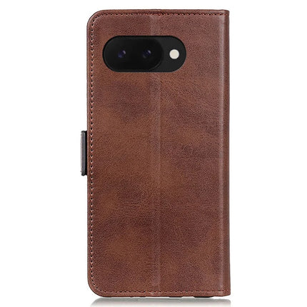 For Google Pixel 9a Case Stand Cowhide Texture PU Leather Phone Cover