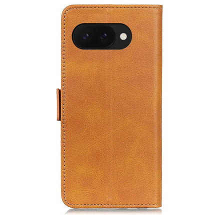 For Google Pixel 9a Case Stand Cowhide Texture PU Leather Phone Cover