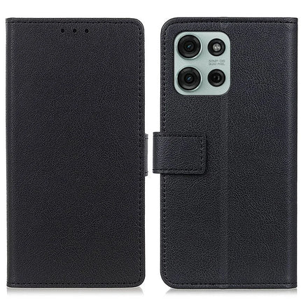 For Motorola Moto G75 5G Case PU Leather Stand Wallet Phone Cover - Black