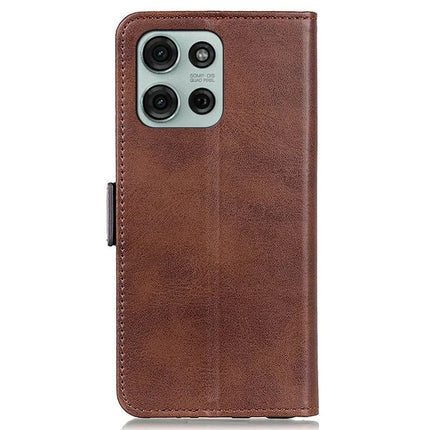 For Motorola Moto G75 5G Case Stand Cowhide Texture PU Leather Phone Cover