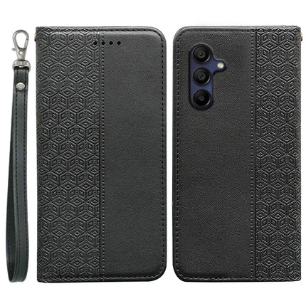 For Samsung Galaxy A36 5G / A56 5G Wallet Phone Case Strong Magnetic Checkered Pattern Imprint Leather Flip Cover - Black