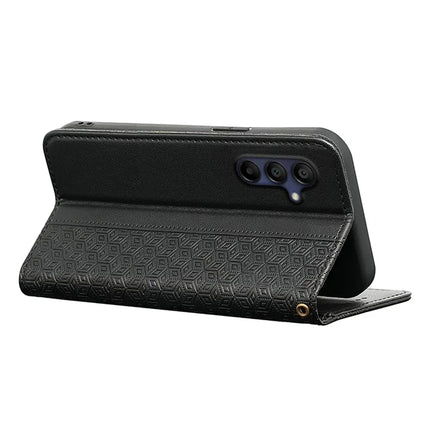 For Samsung Galaxy A36 5G / A56 5G Wallet Phone Case Strong Magnetic Checkered Pattern Imprint Leather Flip Cover