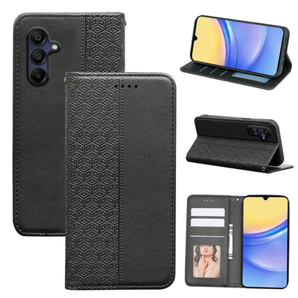 For Samsung Galaxy A36 5G / A56 5G Wallet Phone Case Strong Magnetic Checkered Pattern Imprint Leather Flip Cover