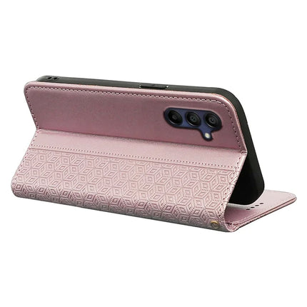 For Samsung Galaxy A36 5G / A56 5G Wallet Phone Case Strong Magnetic Checkered Pattern Imprint Leather Flip Cover
