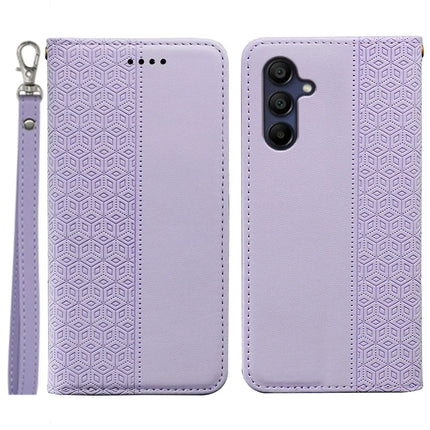 For Samsung Galaxy A36 5G / A56 5G Wallet Phone Case Strong Magnetic Checkered Pattern Imprint Leather Flip Cover - Purple