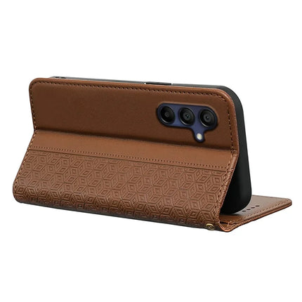 For Samsung Galaxy A36 5G / A56 5G Wallet Phone Case Strong Magnetic Checkered Pattern Imprint Leather Flip Cover