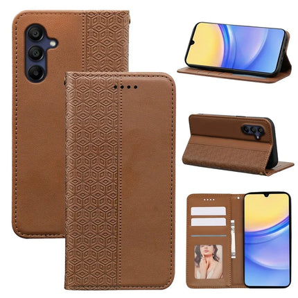 For Samsung Galaxy A36 5G / A56 5G Wallet Phone Case Strong Magnetic Checkered Pattern Imprint Leather Flip Cover