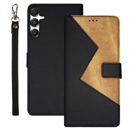 IDEWEI For Samsung Galaxy A36 5G / A56 5G Case Card Slots Splicing Color Leather Phone Cover - Black
