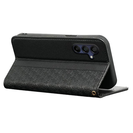 For Samsung Galaxy A36 5G / A56 5G Wallet Phone Case Strong Magnetic Checkered Pattern Imprint Leather Flip Cover