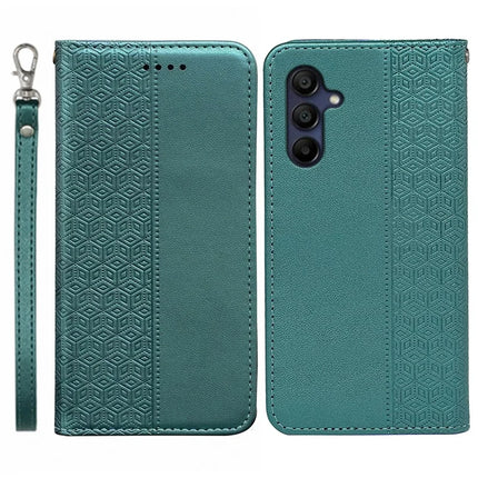 For Samsung Galaxy A36 5G / A56 5G Wallet Phone Case Strong Magnetic Checkered Pattern Imprint Leather Flip Cover - Green
