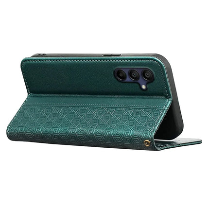 For Samsung Galaxy A36 5G / A56 5G Wallet Phone Case Strong Magnetic Checkered Pattern Imprint Leather Flip Cover