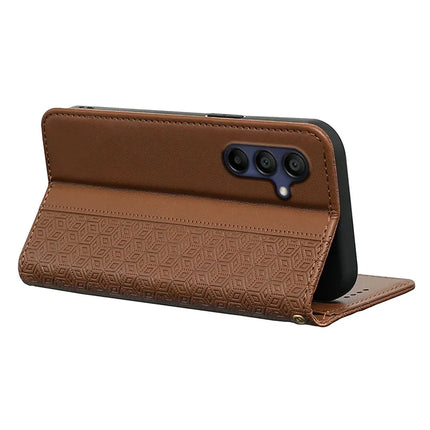 For Samsung Galaxy A36 5G / A56 5G Wallet Phone Case Strong Magnetic Checkered Pattern Imprint Leather Flip Cover