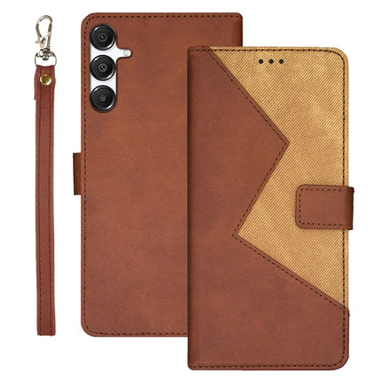 IDEWEI For Samsung Galaxy A36 5G / A56 5G Case Card Slots Splicing Color Leather Phone Cover - Brown