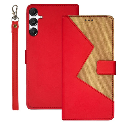 IDEWEI For Samsung Galaxy A36 5G / A56 5G Case Card Slots Splicing Color Leather Phone Cover - Red