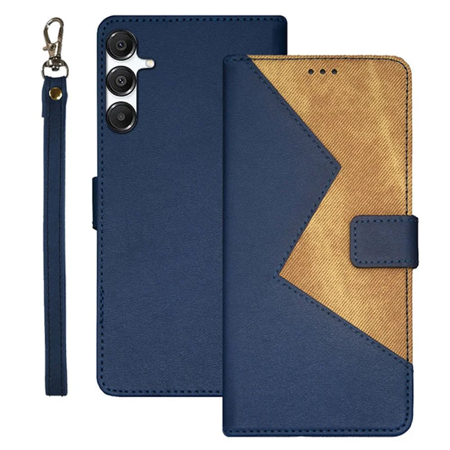 IDEWEI For Samsung Galaxy A36 5G / A56 5G Case Card Slots Splicing Color Leather Phone Cover - Blue