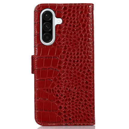 For Samsung Galaxy A36 5G Case Crocodile Texture Genuine Cow Leather Phone Wallet Cover