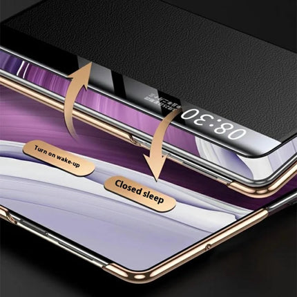 For Huawei Mate X5 Case View Window Genuine Cow Leather Smart Phone Cover