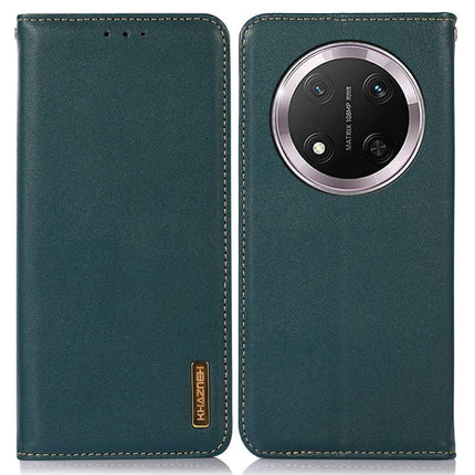 KHAZNEH For Honor Magic7 Lite 5G / X9c 5G / X60 Pro 5G Case Genuine Cow Leather Wallet Phone Cover Nappa Texture - Green