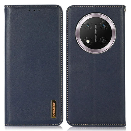 KHAZNEH For Honor Magic7 Lite 5G / X9c 5G / X60 Pro 5G Case Genuine Cow Leather Wallet Phone Cover Nappa Texture - Blue