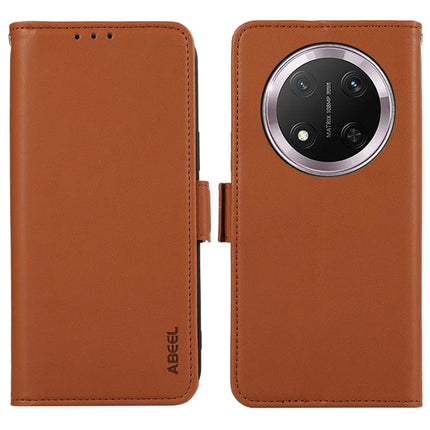 ABEEL For Honor Magic7 Lite 5G / X9c 5G / X60 Pro 5G Case Leather Phone Cover with RFID Blocking Wallet - Brown