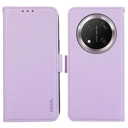 ABEEL For Honor Magic7 Lite 5G / X9c 5G / X60 Pro 5G Case Leather Phone Cover with RFID Blocking Wallet - Purple