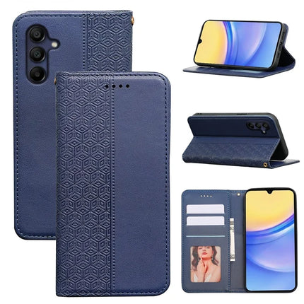 For Samsung Galaxy A26 5G Wallet Phone Case Strong Magnetic Checkered Pattern Imprint Leather Flip Cover
