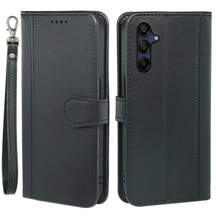 For Samsung Galaxy A26 5G Wallet Case Magnetic Snap Leather Phone Cover with Strap - Black