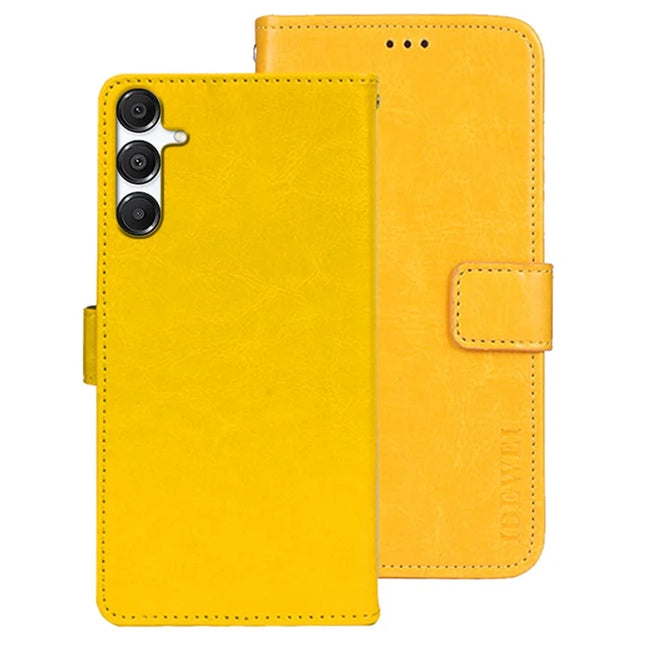 IDEWEI For Samsung Galaxy A26 5G Stand Case Crazy Horse Texture Leather Phone Cover - Yellow