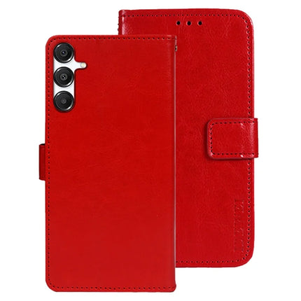 IDEWEI For Samsung Galaxy A26 5G Stand Case Crazy Horse Texture Leather Phone Cover - Red
