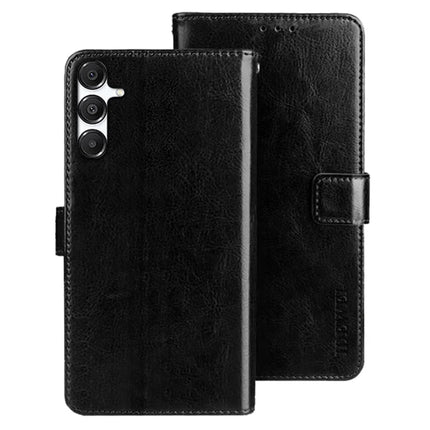IDEWEI For Samsung Galaxy A26 5G Stand Case Crazy Horse Texture Leather Phone Cover - Black