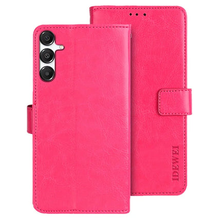 IDEWEI For Samsung Galaxy A26 5G Stand Case Crazy Horse Texture Leather Phone Cover - Rose