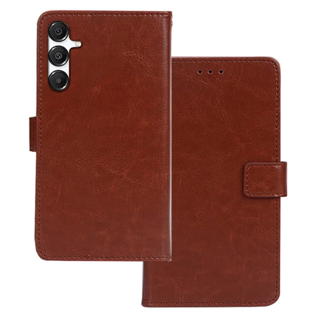 IDEWEI For Samsung Galaxy A26 5G Case Card Slots Holder Leather Phone Cover Crazy Horse Texture - Brown