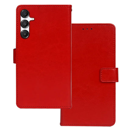 IDEWEI For Samsung Galaxy A26 5G Case Card Slots Holder Leather Phone Cover Crazy Horse Texture - Red